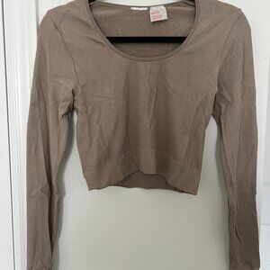 Women's long sleeve crop top Caramel Size S